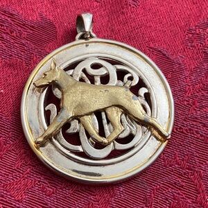 Vintage Gold & Silver Tone Dog Pendant by BEST